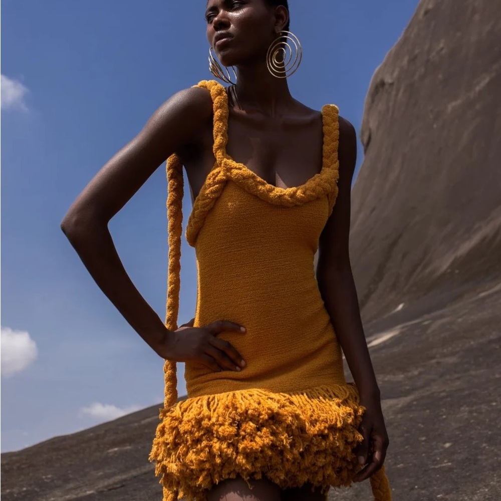 SOLD - KILENTAR Ito Braided Fringe Mini Dress